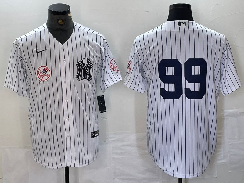 Men New York Yankees 99 Judge White Stripe Second generation joint name Nike 2024 MLB Jersey style 6